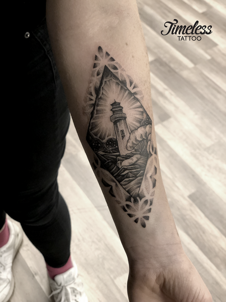 Lighthouse tradisjonell tatovering