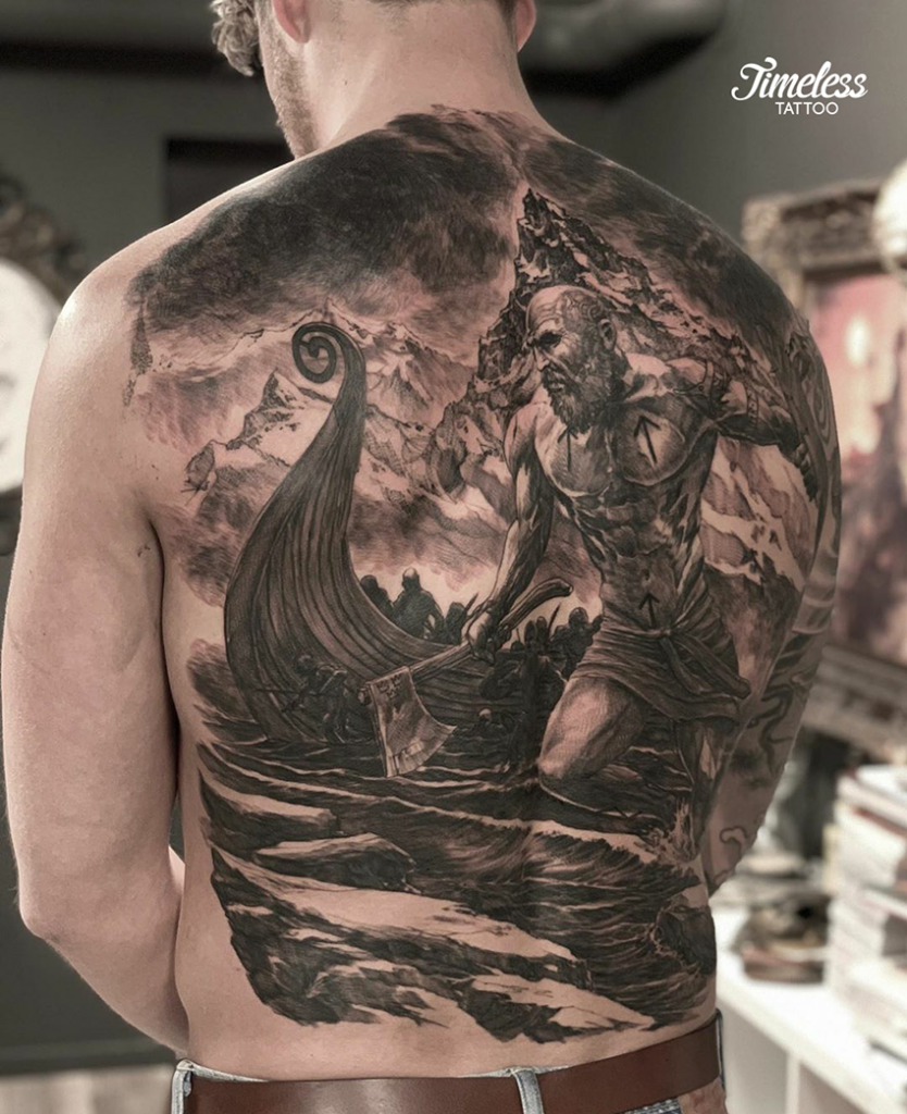 viking tattoo backpiece