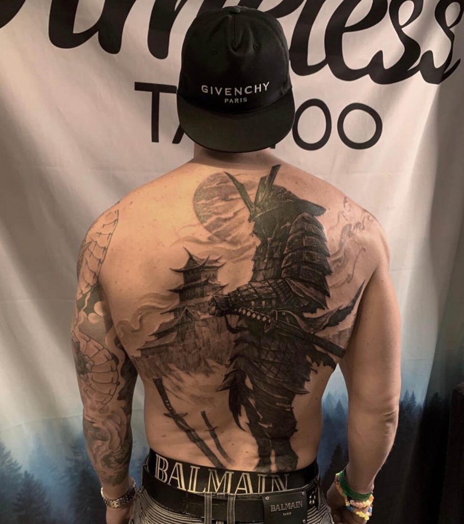 Samurai backpiece tattoo